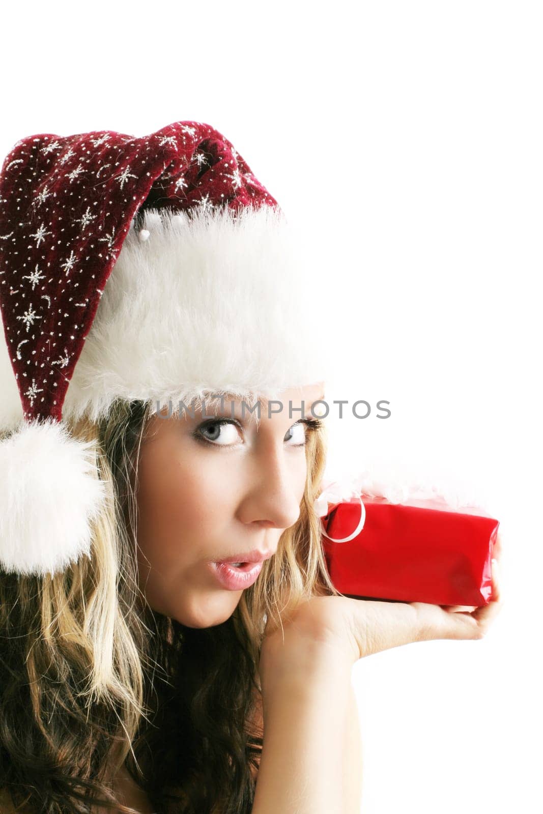 Woman at Christmas with gift