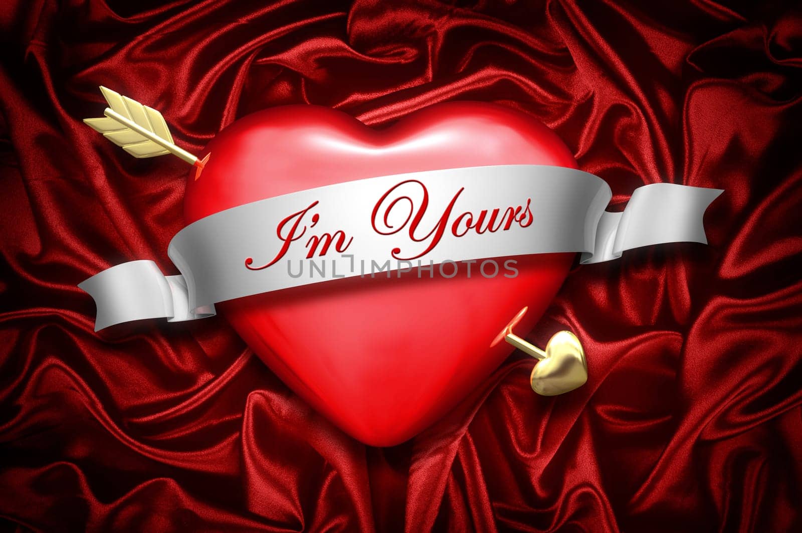 Heart on red satin