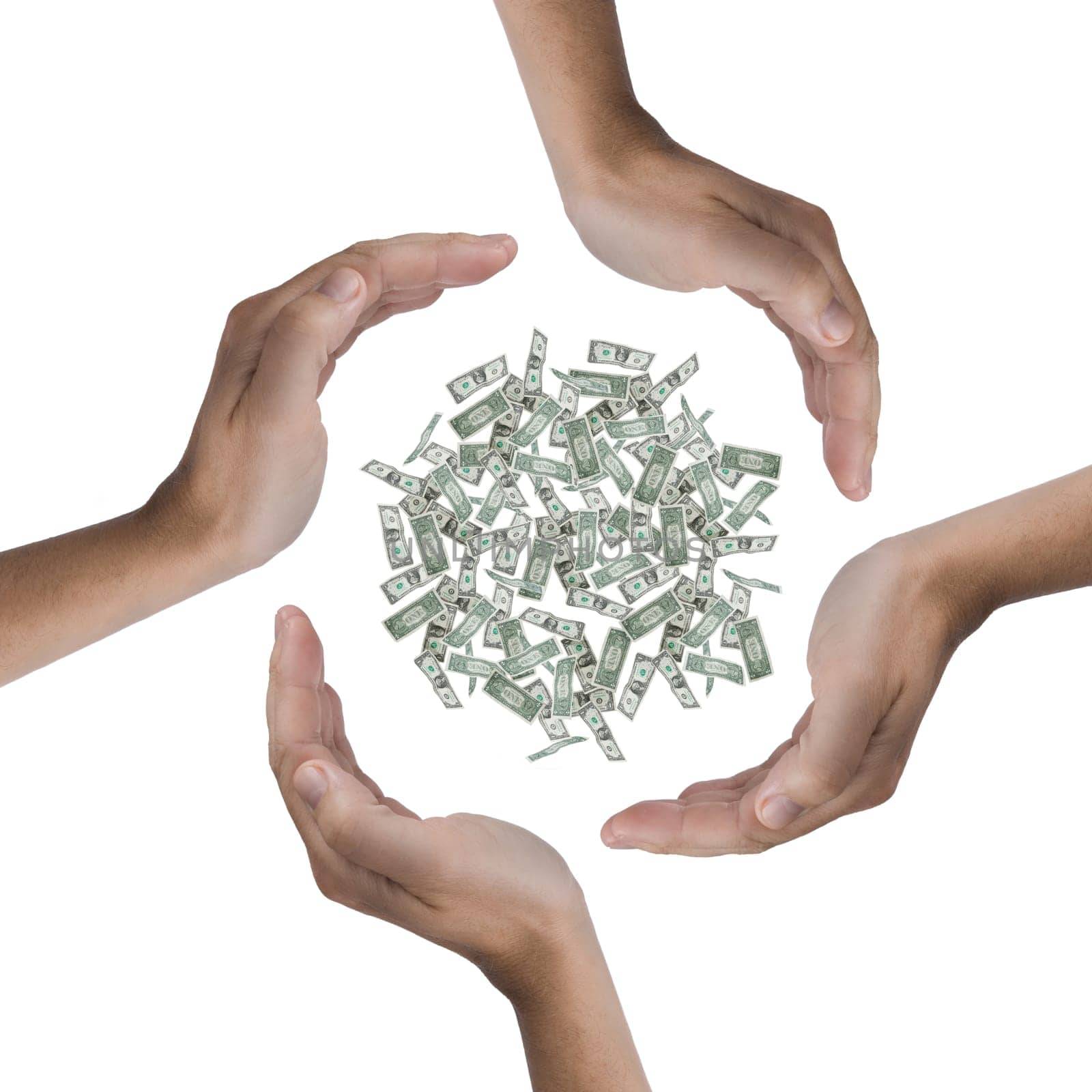 Saving money. Dollar bills.