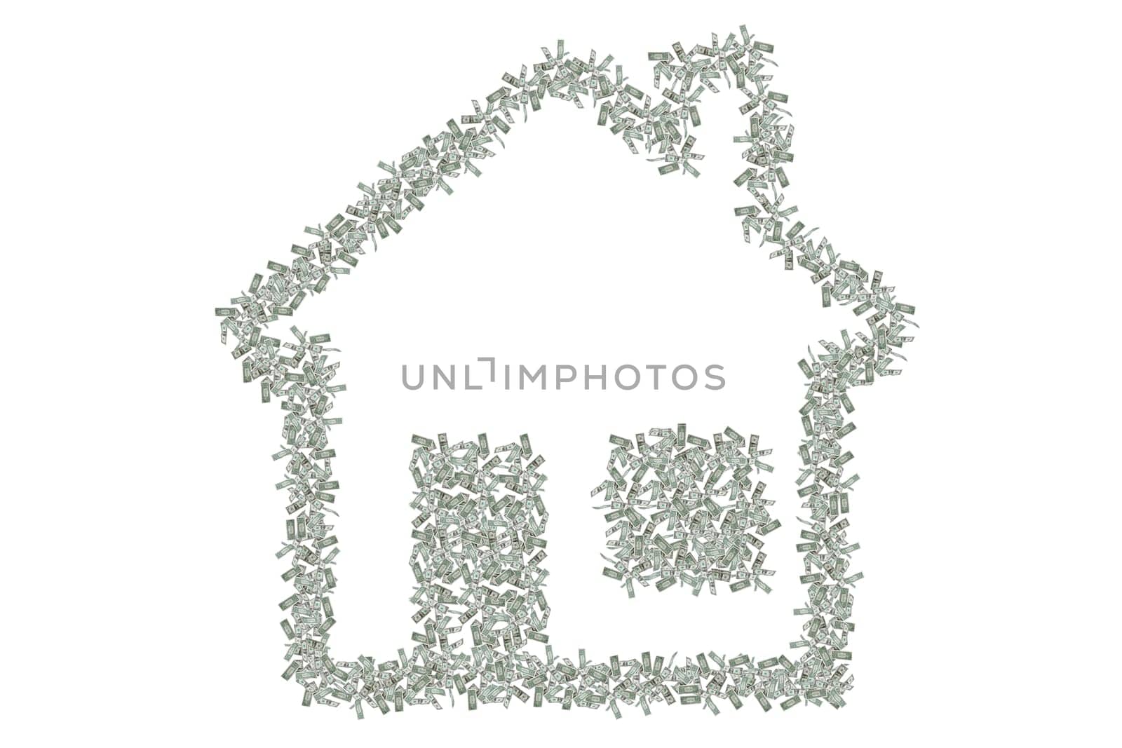 Family house made of banknotes. Dollars.
