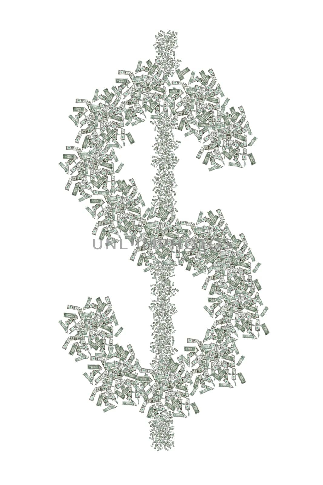 Dollar sign made of banknotes
