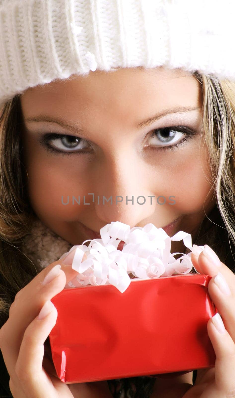 Woman at Christmas with gift