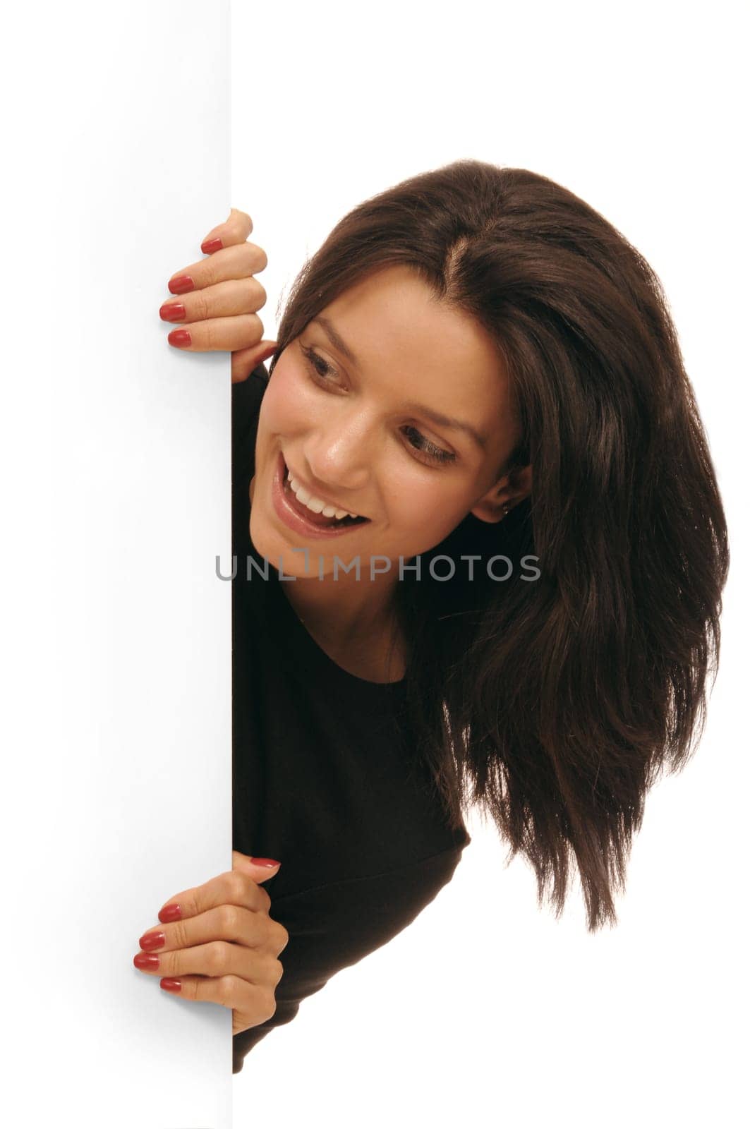 Woman with poster smiling