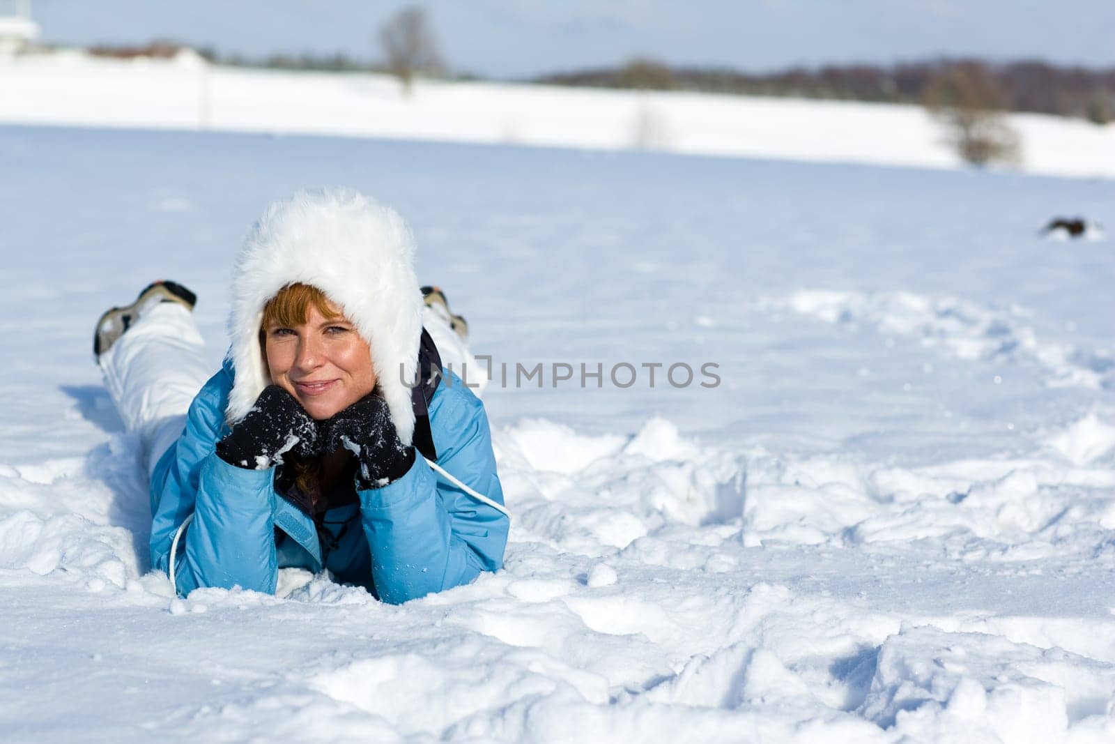Lying in the snow