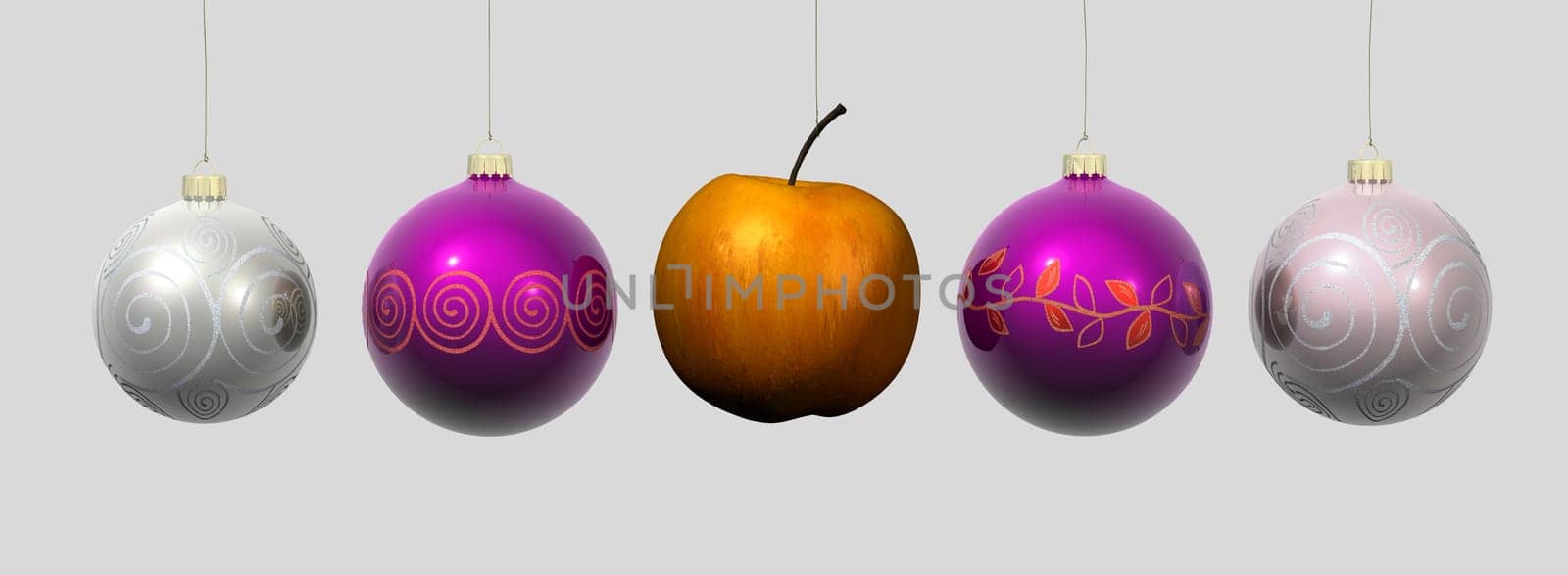 Christmas baubles with apple