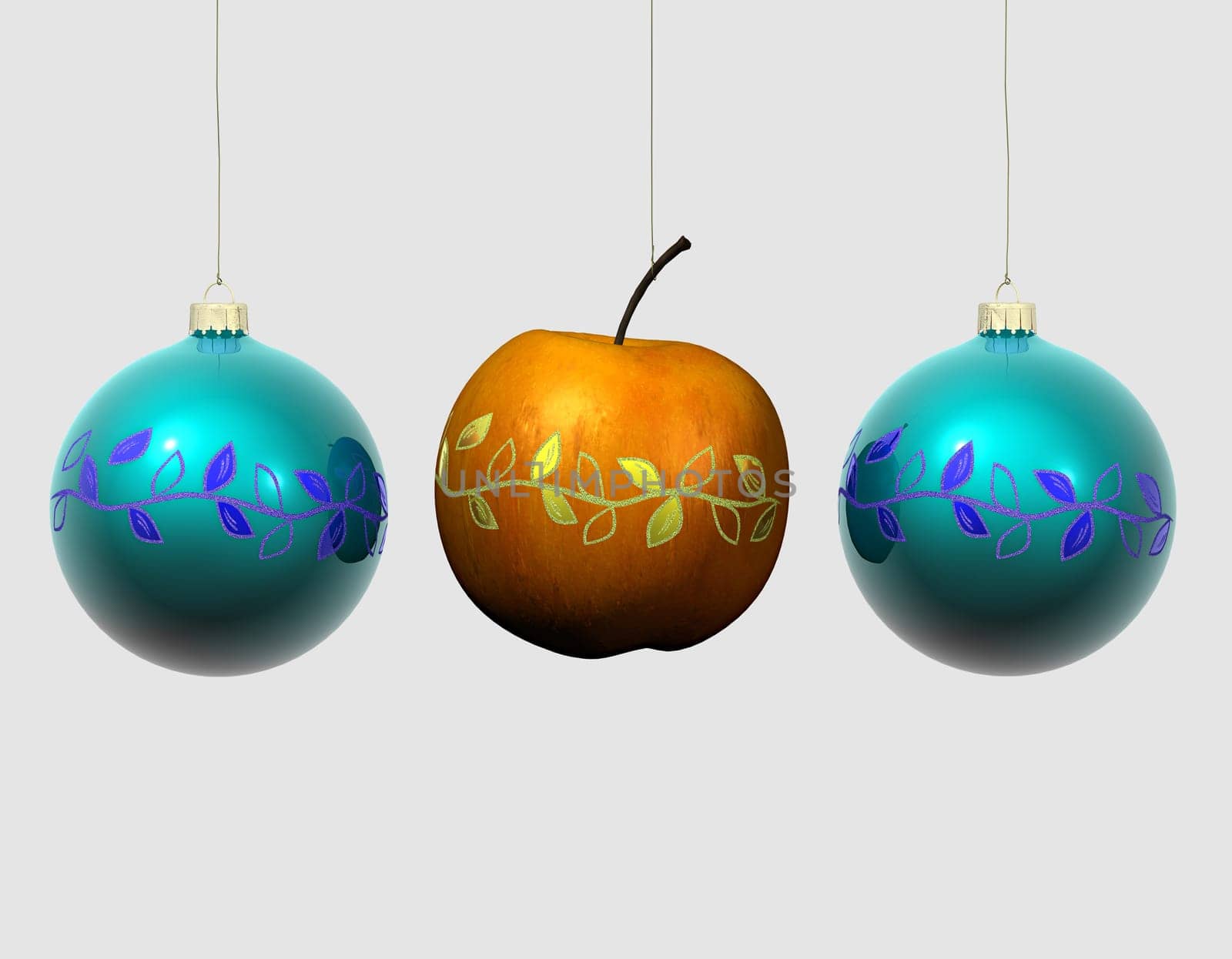Christmas baubles and apples