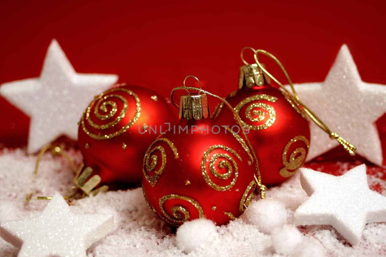 Christmas decorations in the snow