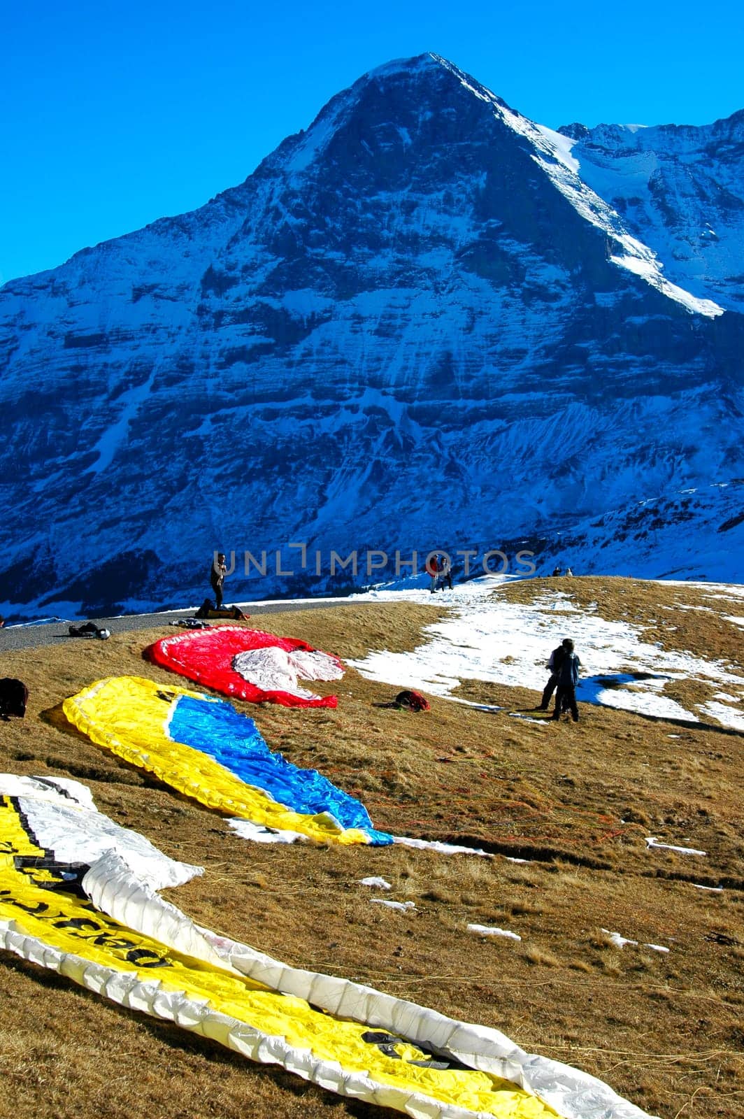 Paragliding on the north face of the Eiger