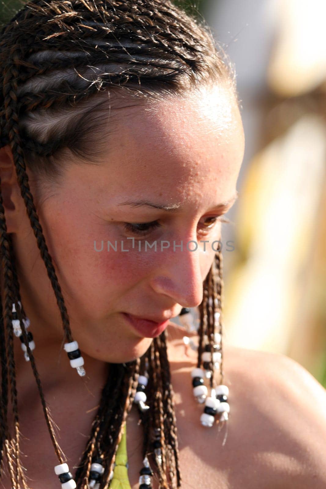 Woman with grid braids