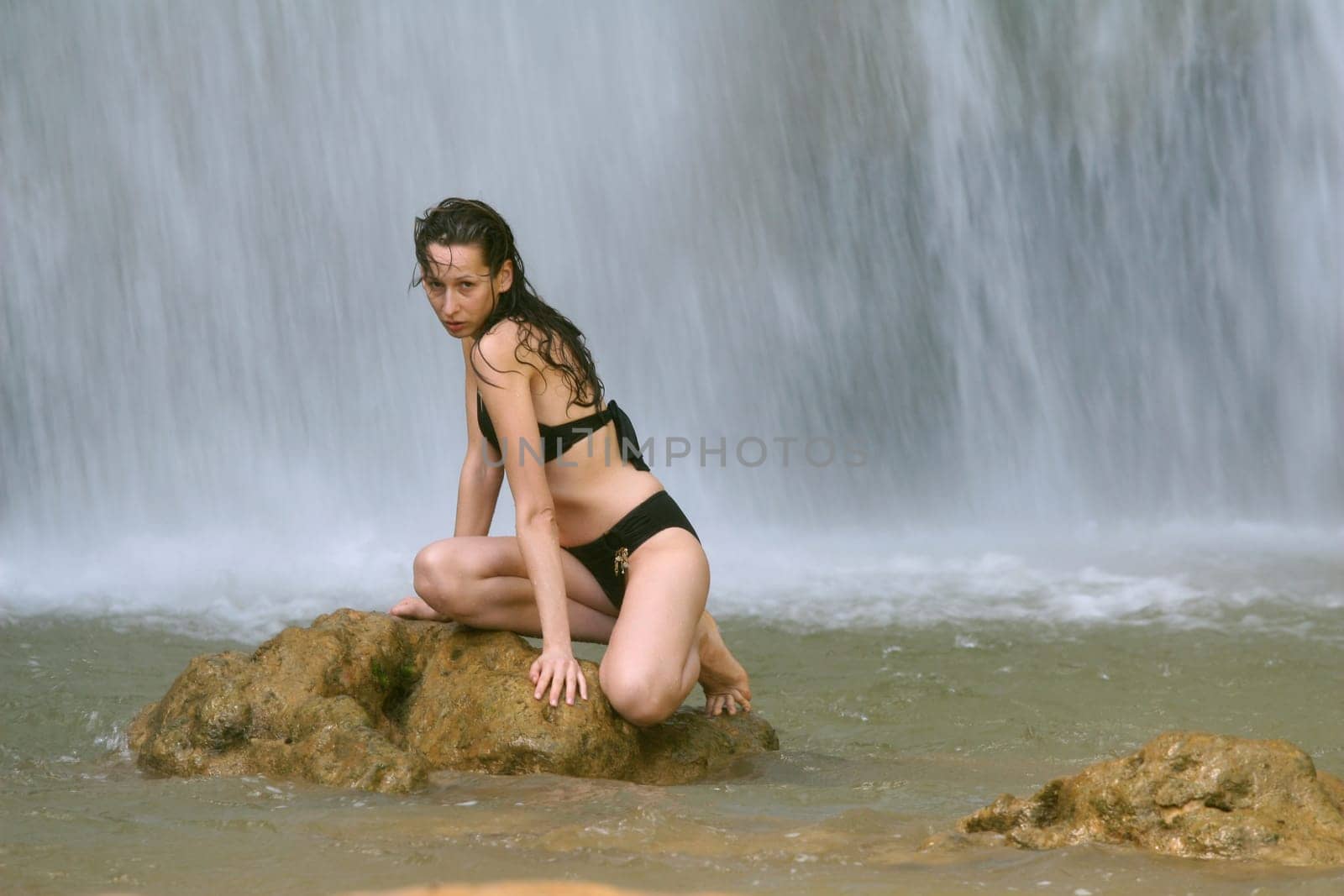 at the waterfall