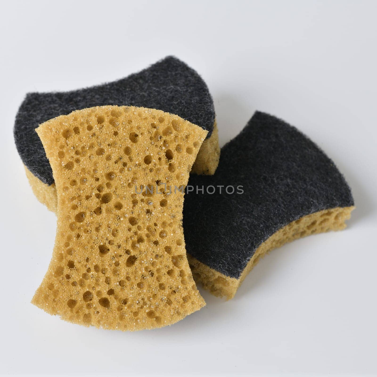 Foam sponges for washing dishes on a white background