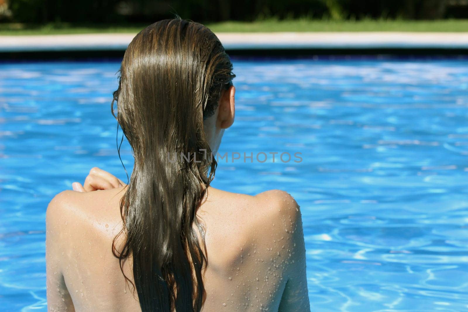 Woman in outdoor pool