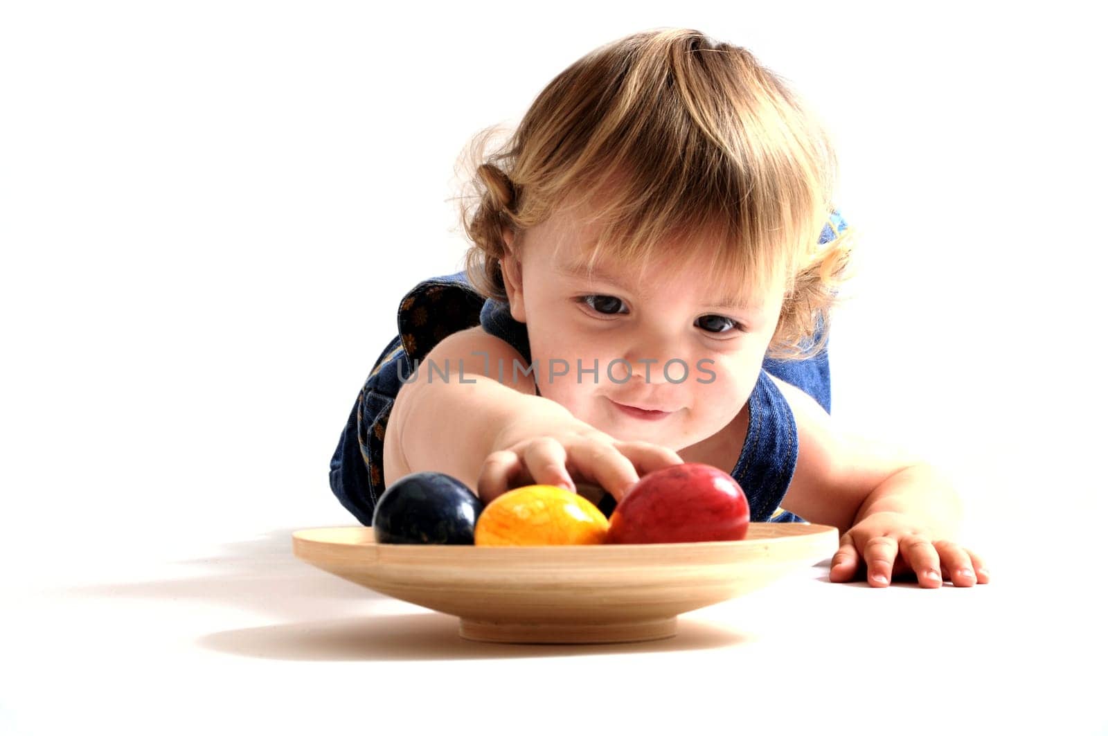 Toddler with Easter eggs