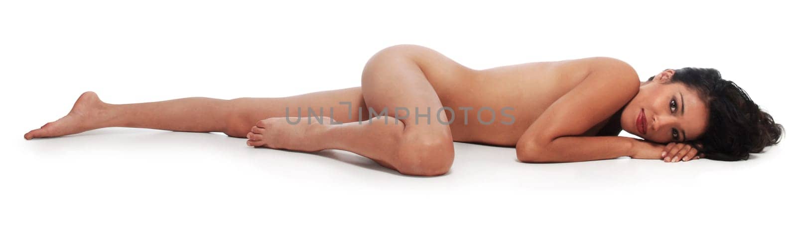 naked woman with opened eyes