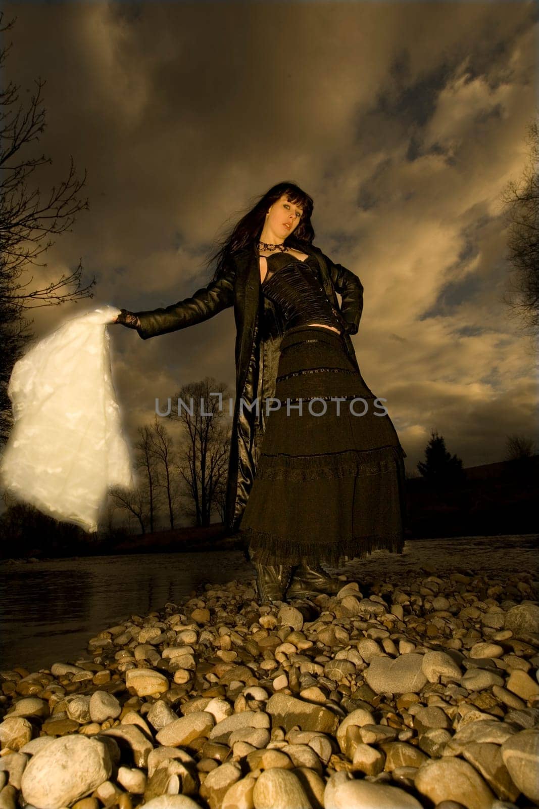 Young woman with white cloth