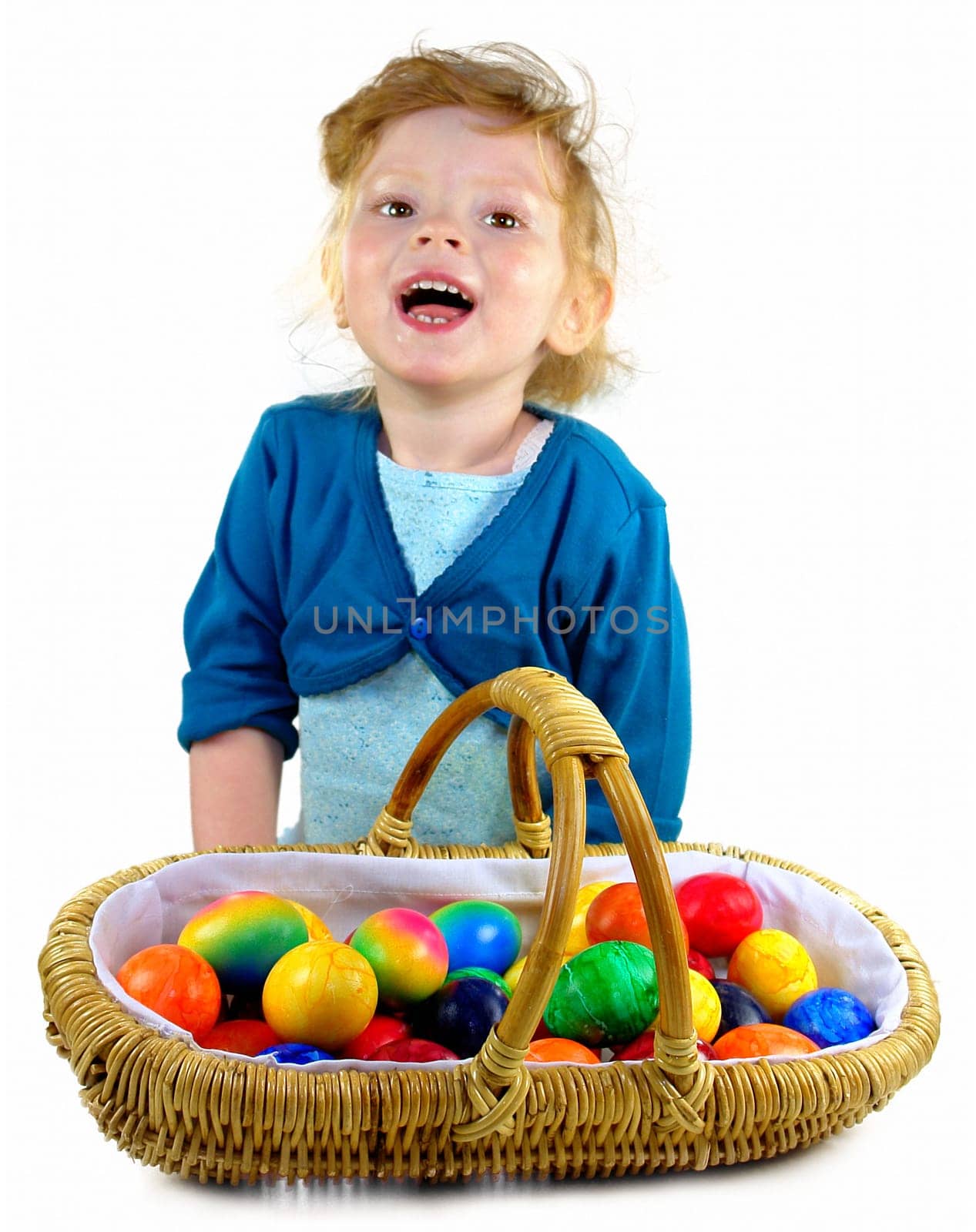 Little girl with easter eggs