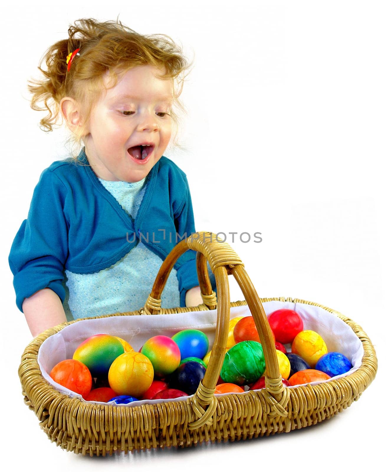Little girl with easter eggs