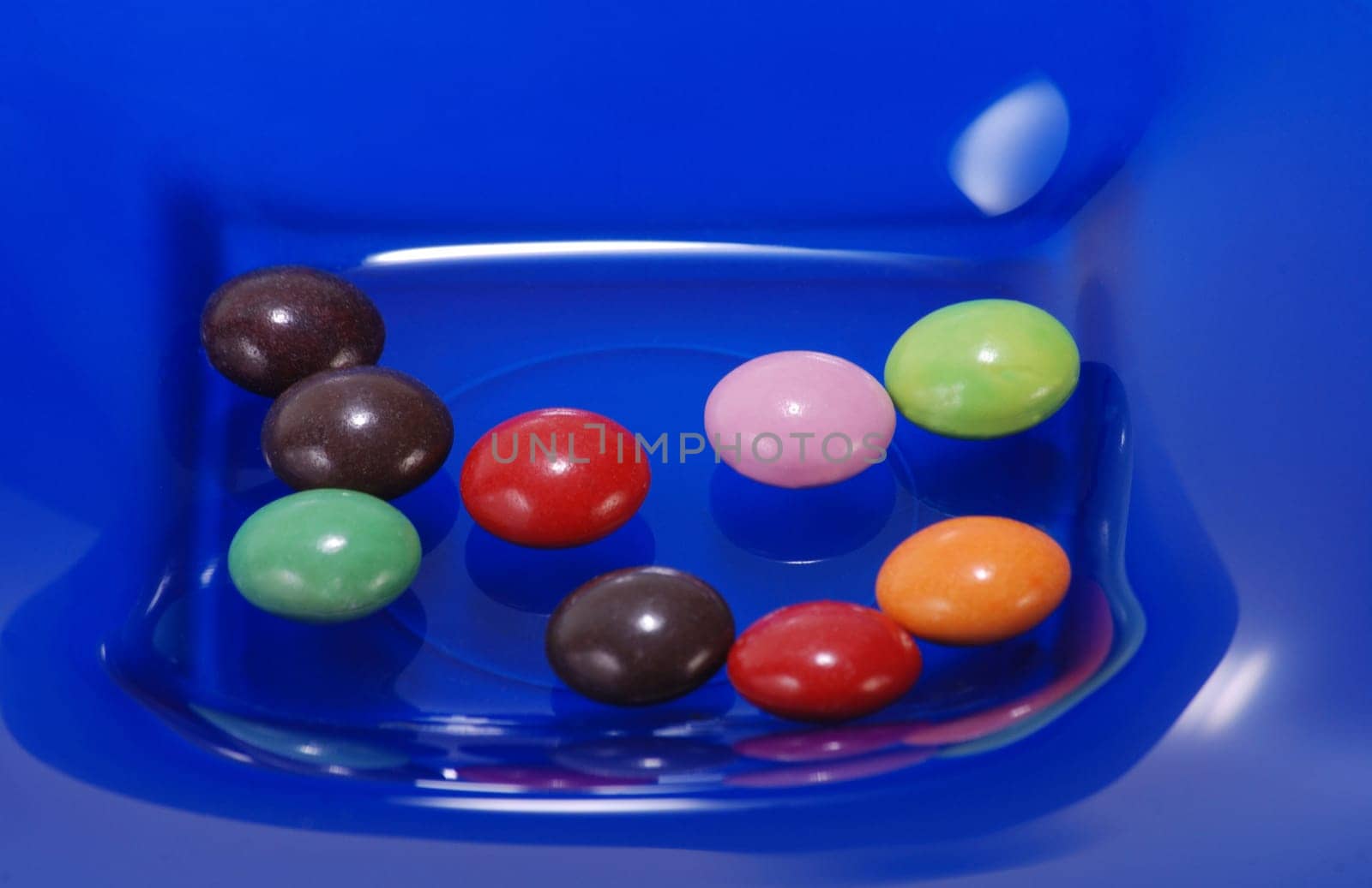 Chocolate stills in blue bowl