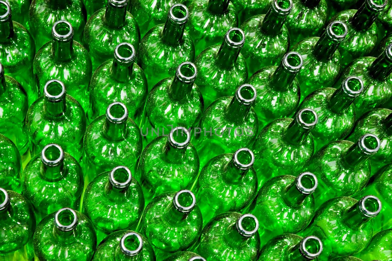 Green glass bottles