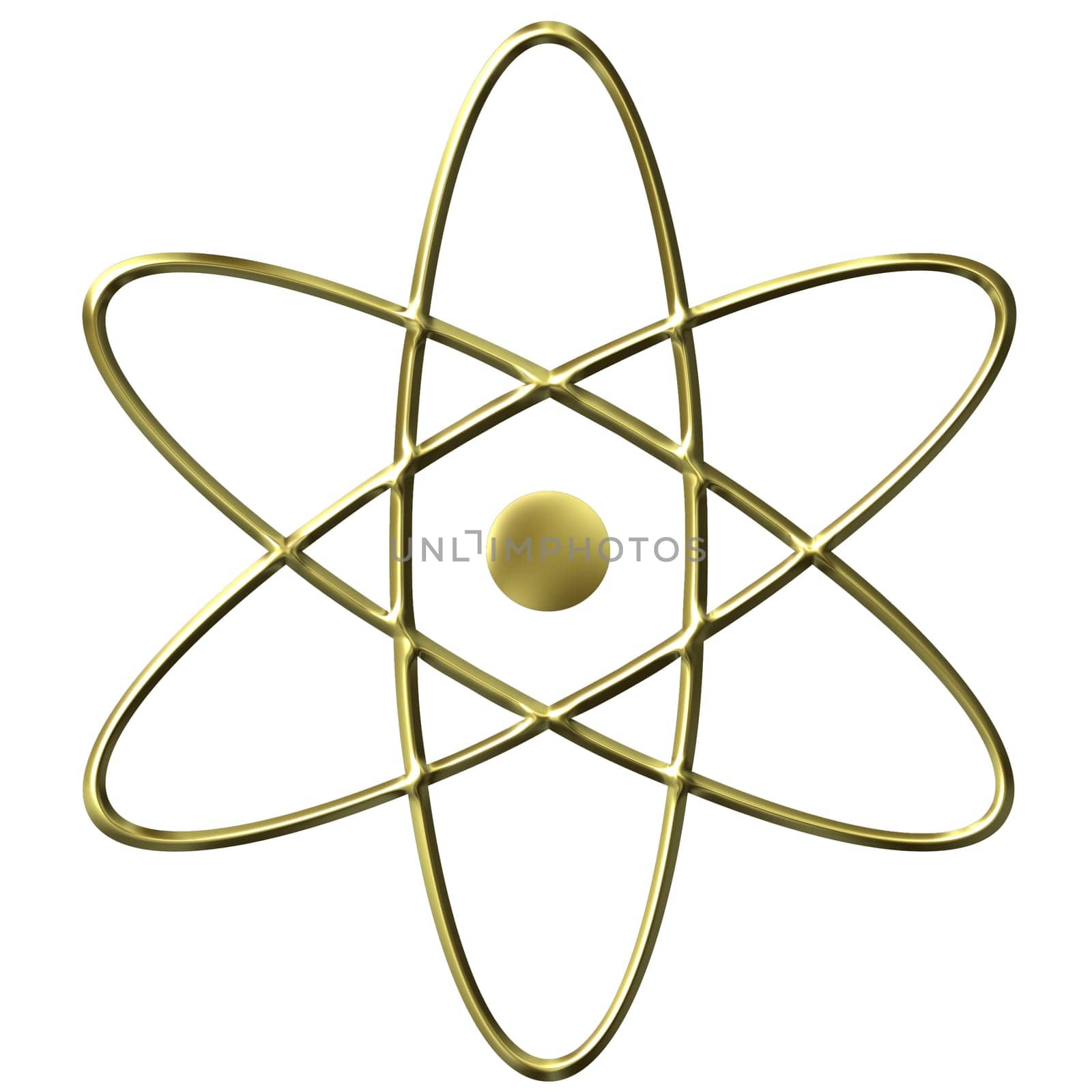 3D Golden Atom Symbol