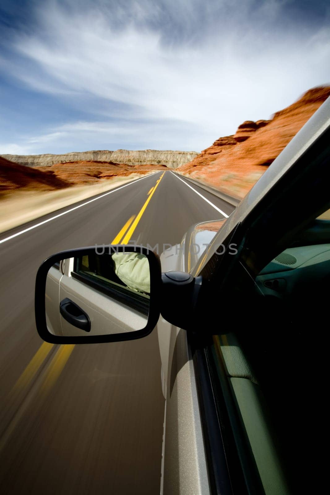 road travel with motion blur