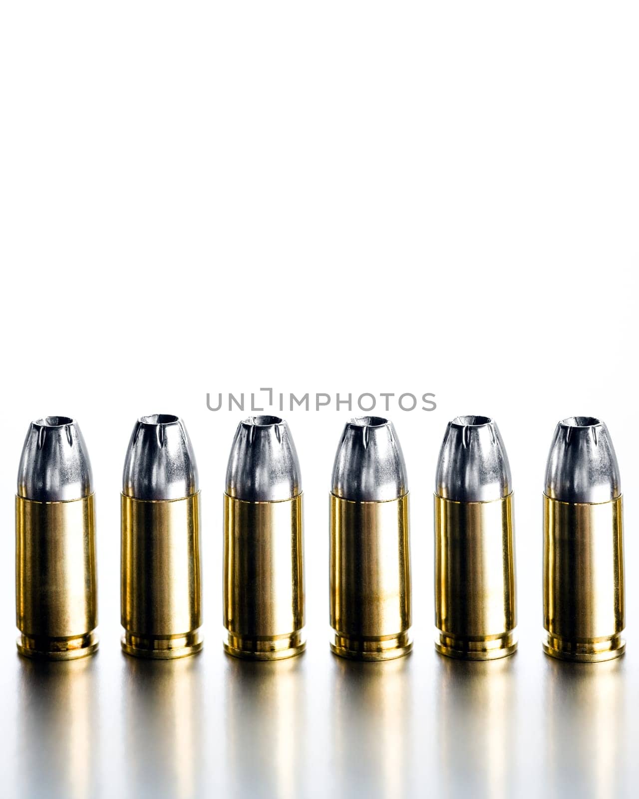 bullets 9mm macro on white
