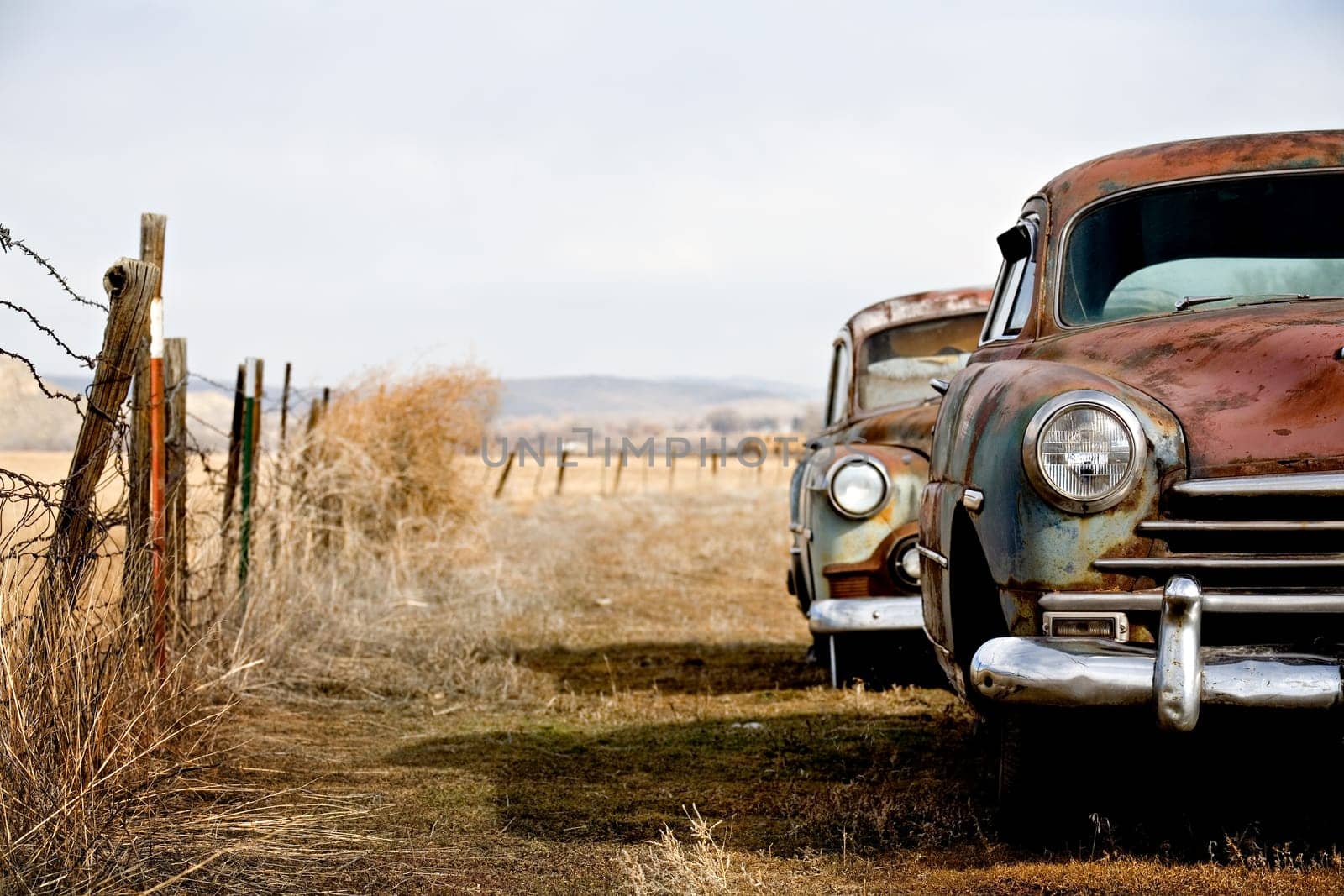 vintage cars in rural Montana
