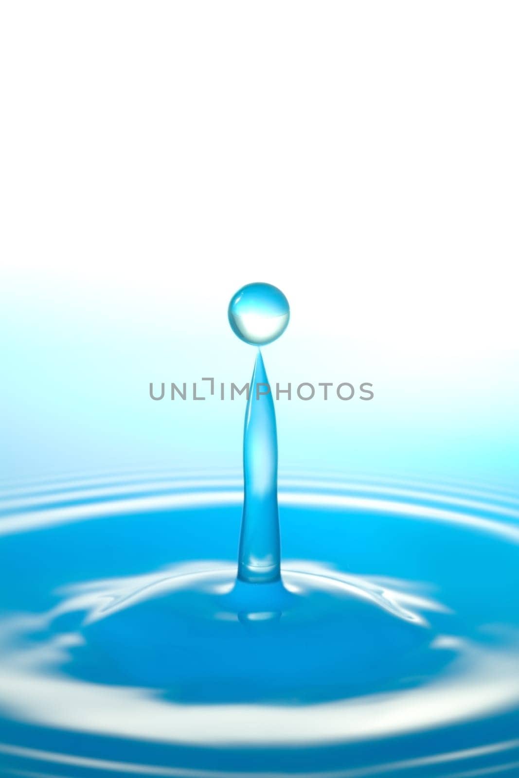 water drop balance blue on white