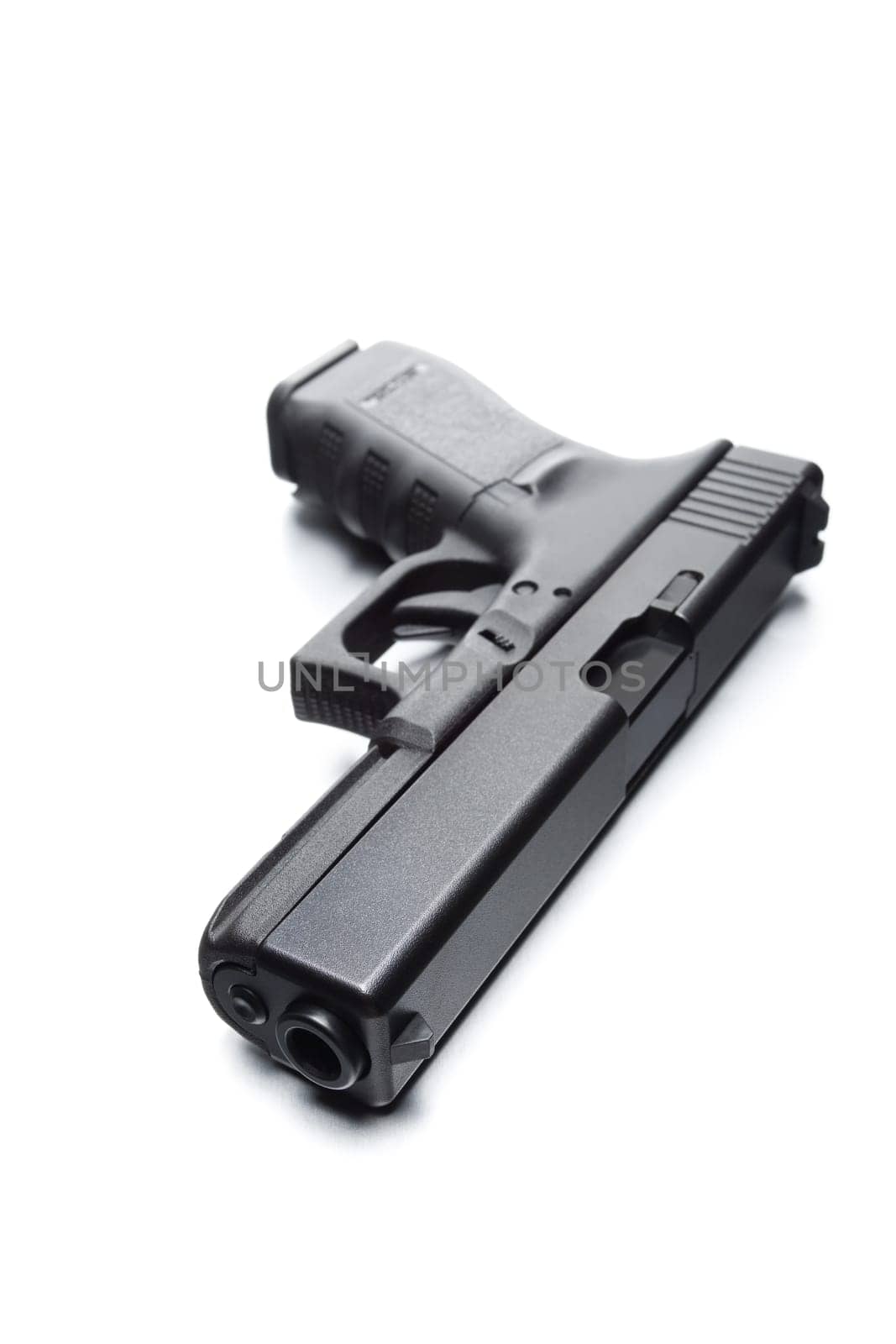 gun modern 9mm hangun on white