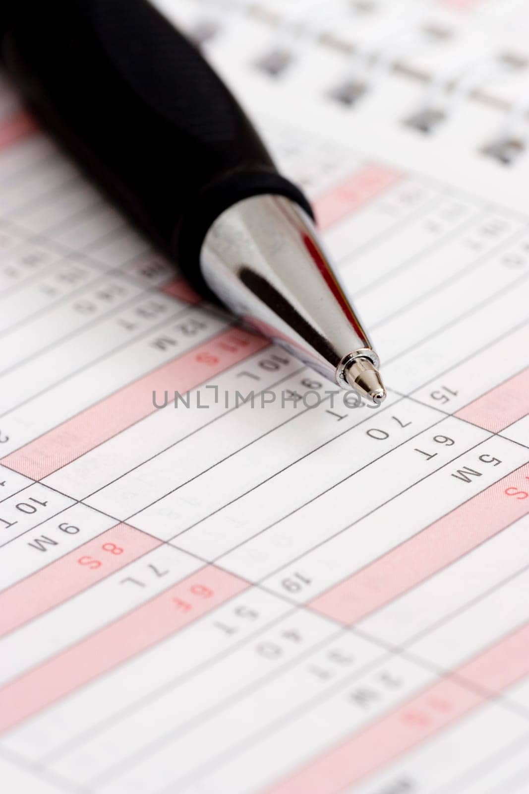 pen on calendar