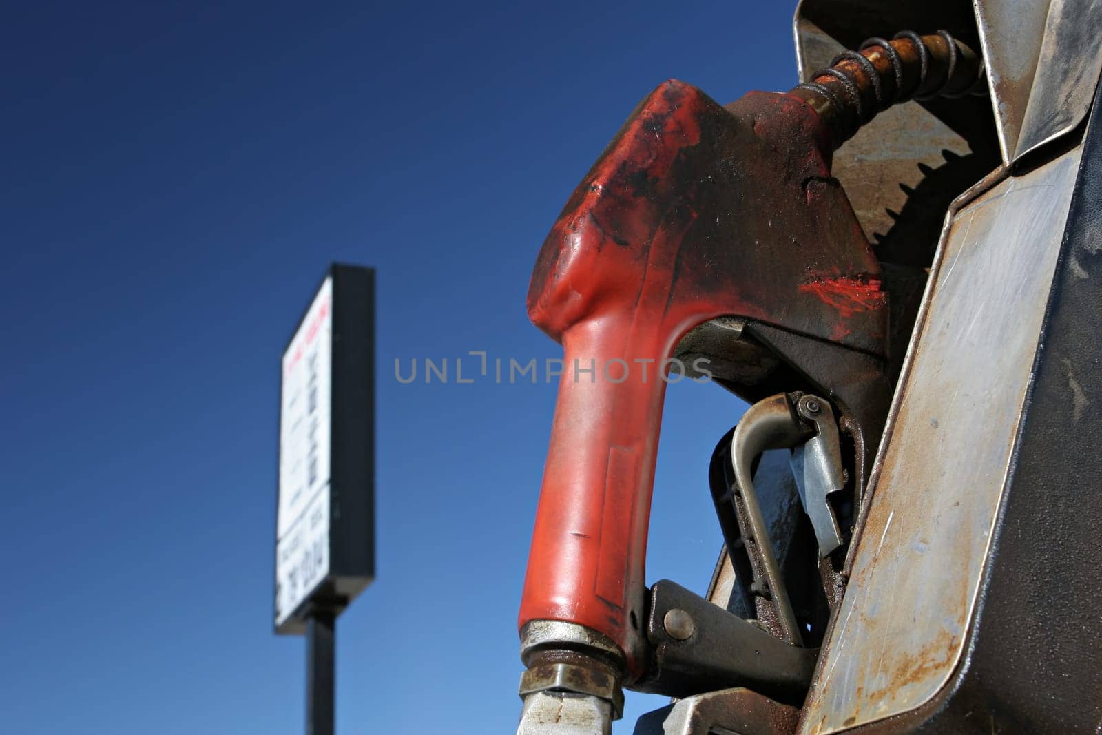 gas pump with sign