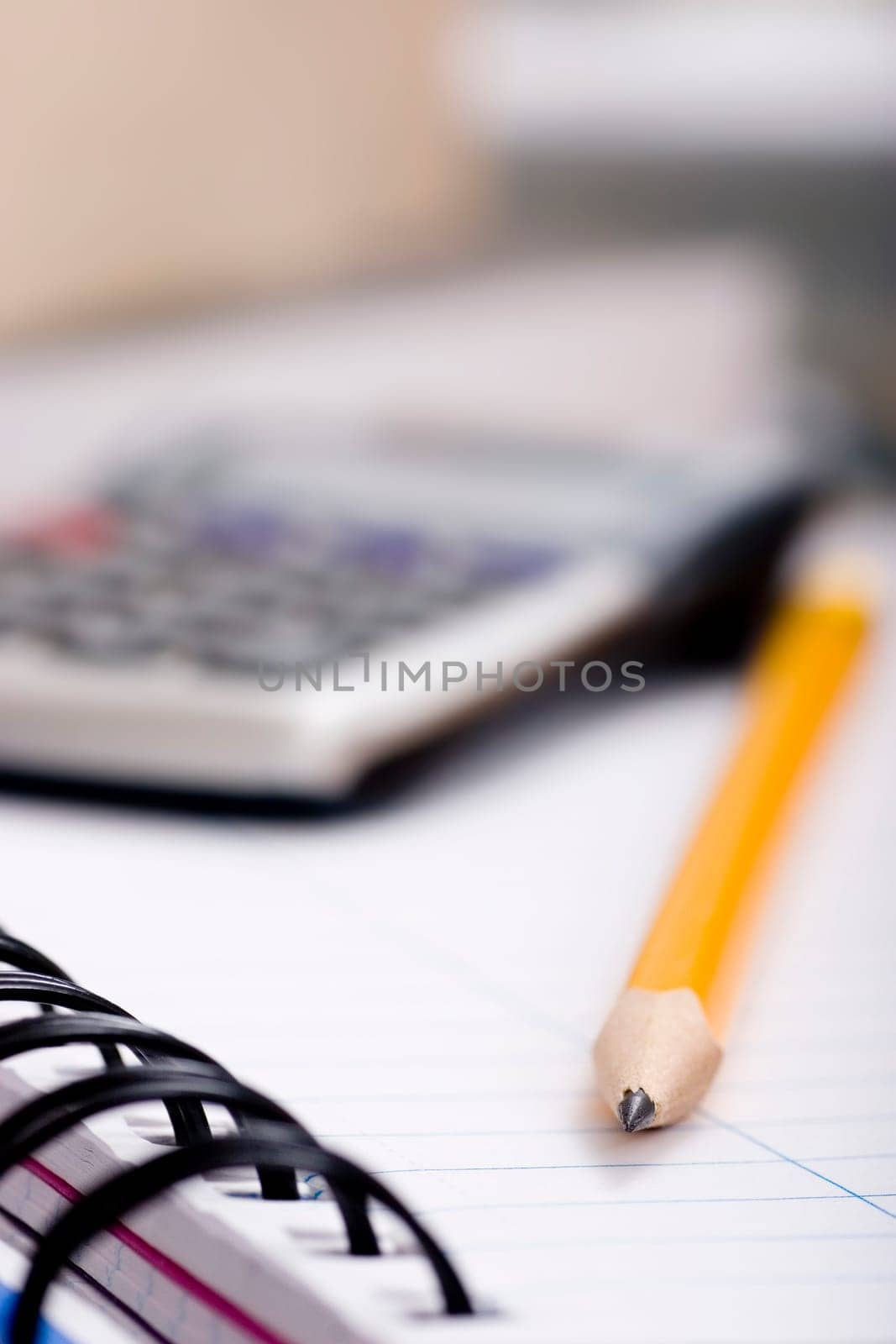 pencil on spiral notebook