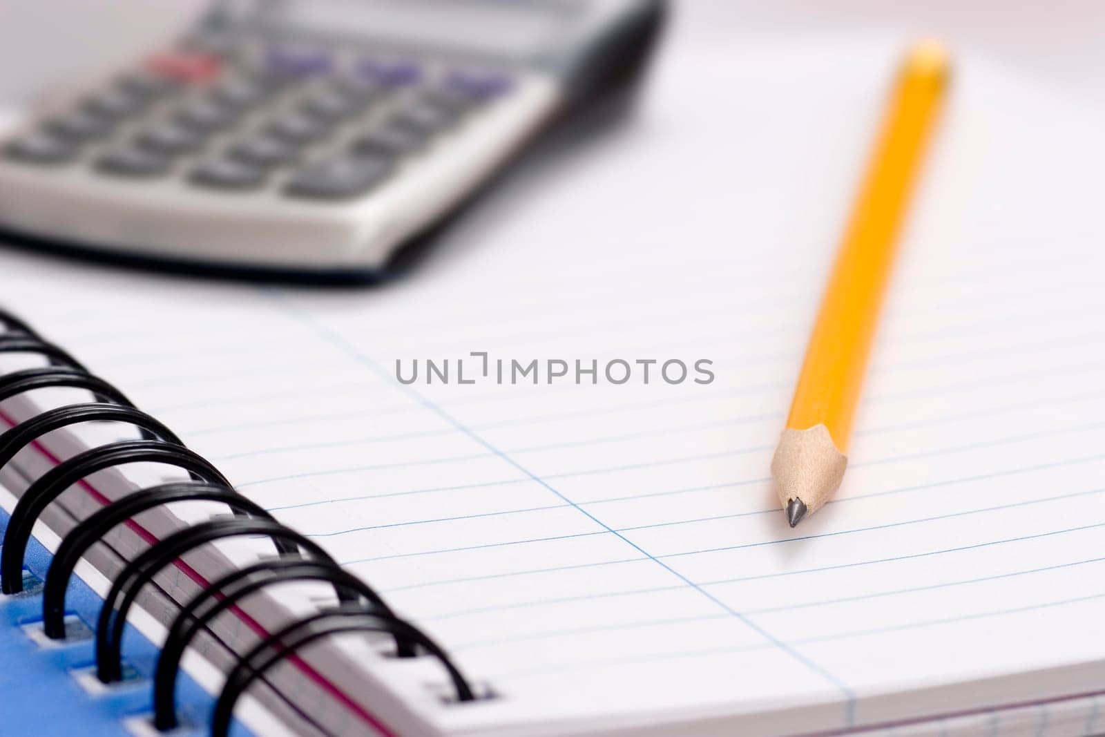 pencil on notebook