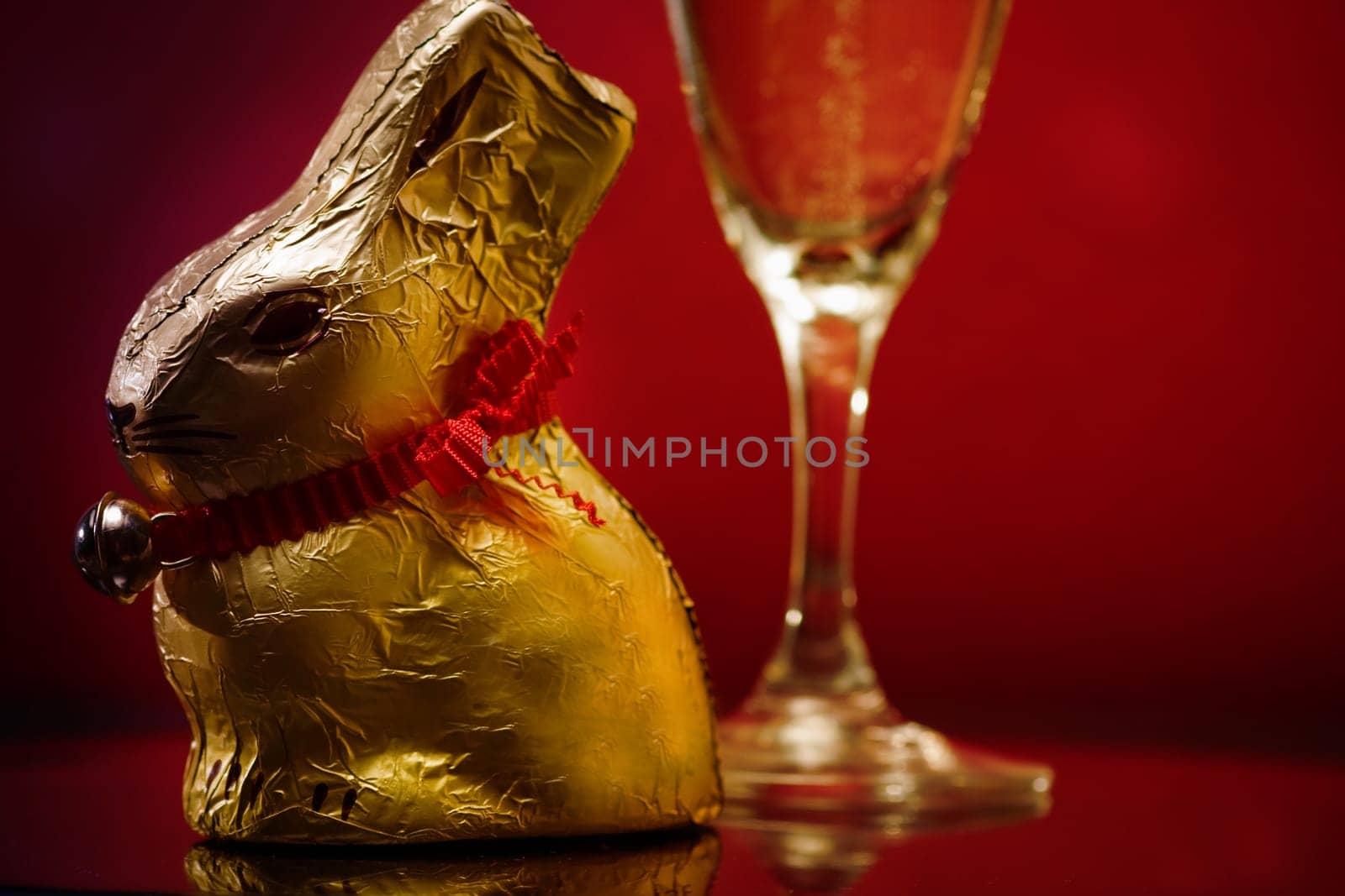 Easter bunny with sparkling wine