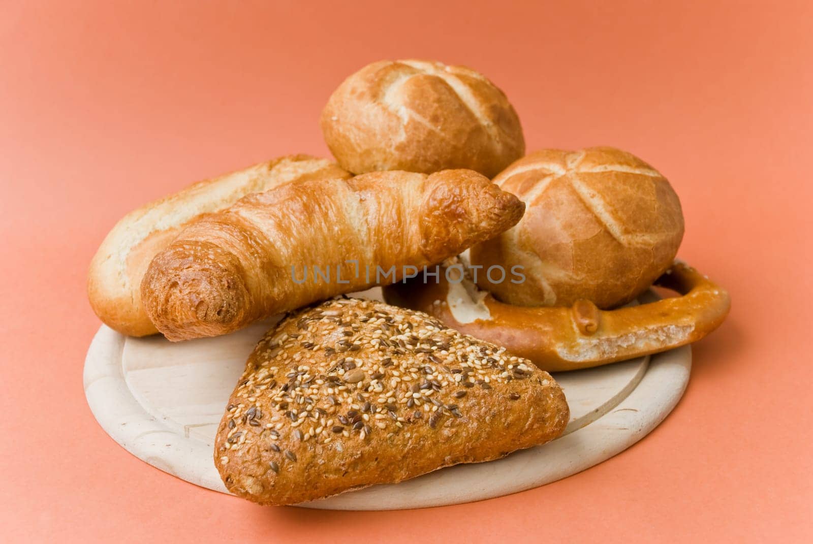 Bread rolls,croissants and pretzels