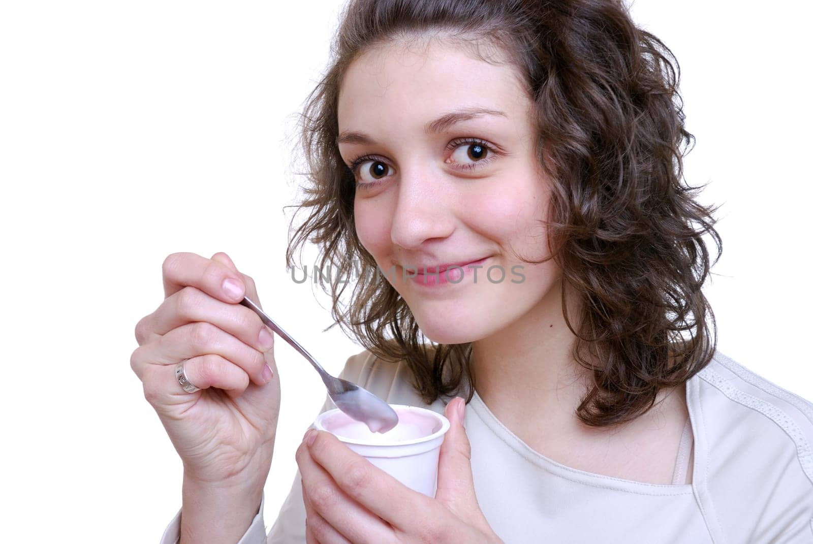 Eating yoghurt