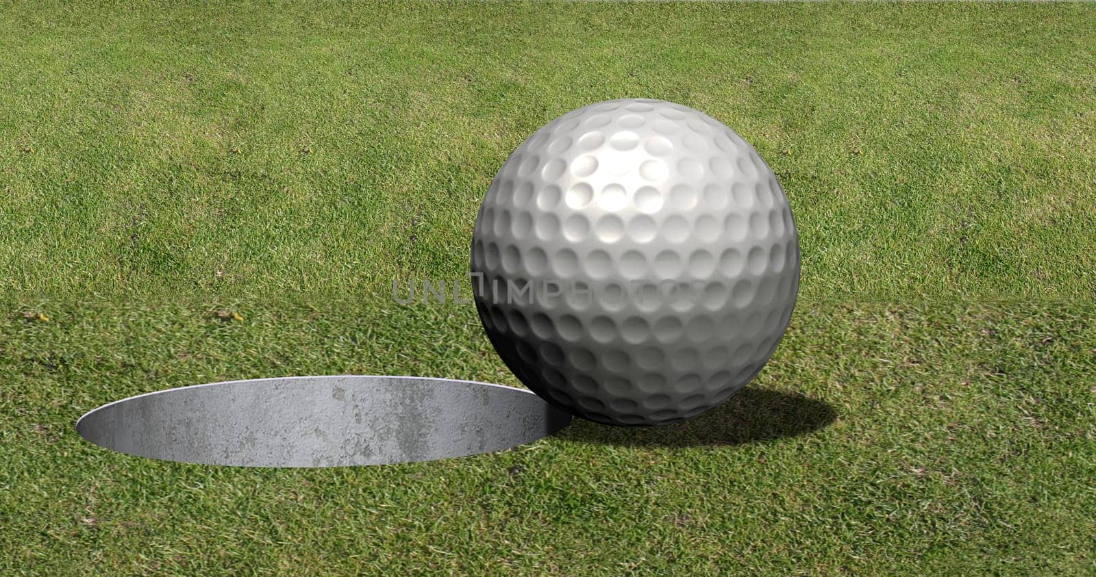Golf ball in front of hole