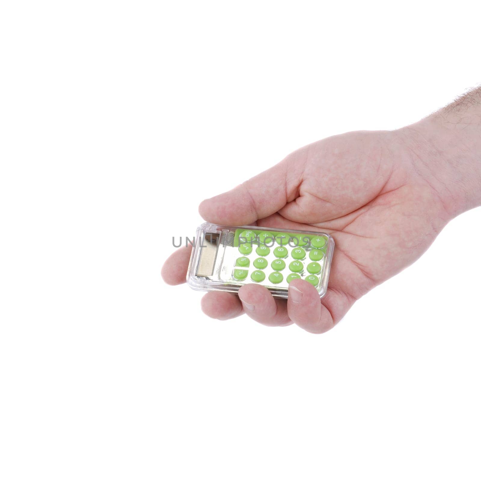 Hand with calculator
