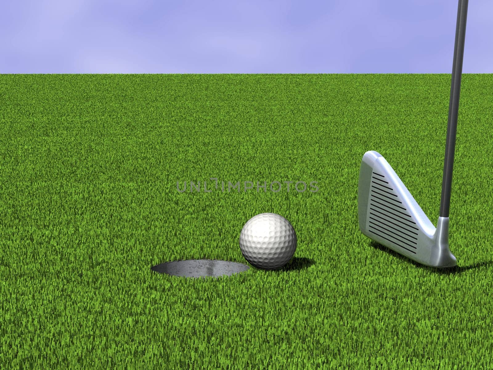 Golf ball in front of hole