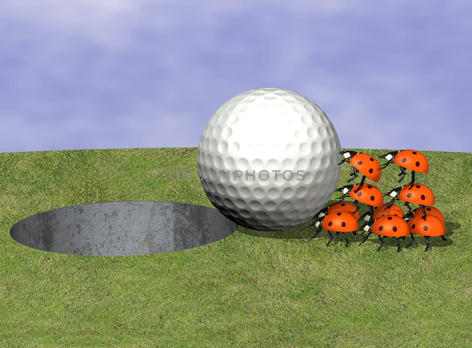 Golf ball with ladybugs