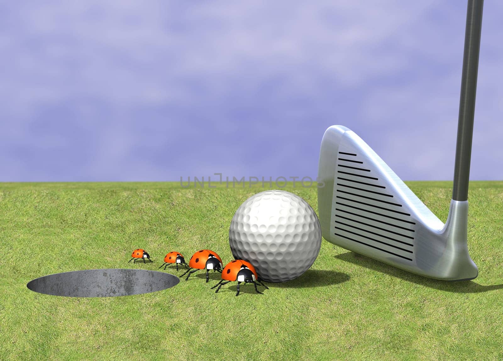 Golf ball and ladybug