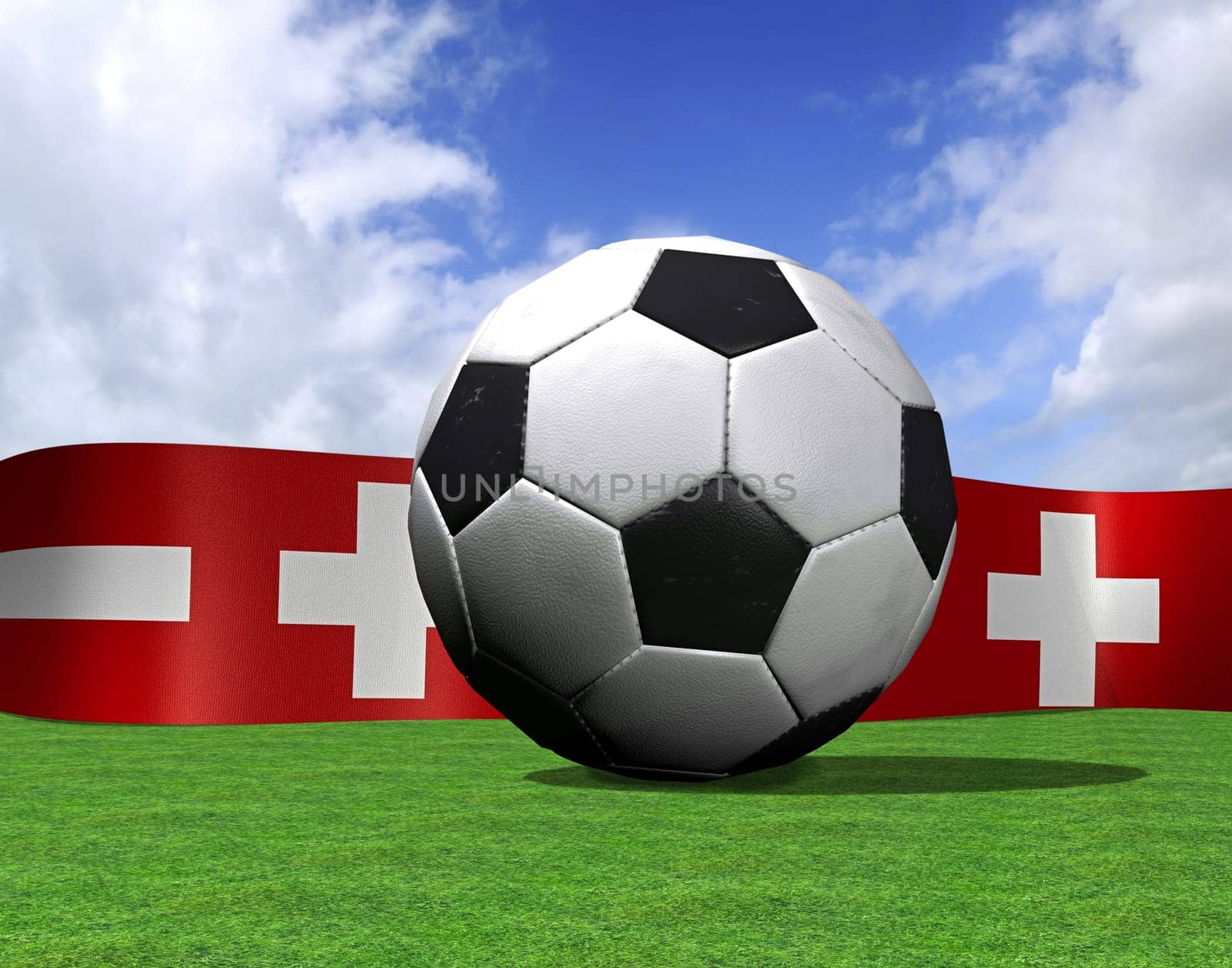 Football in front of European Championship flags