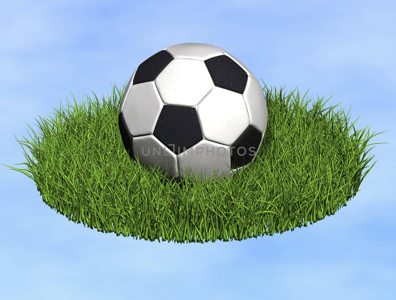 Soccer ball on grass disc