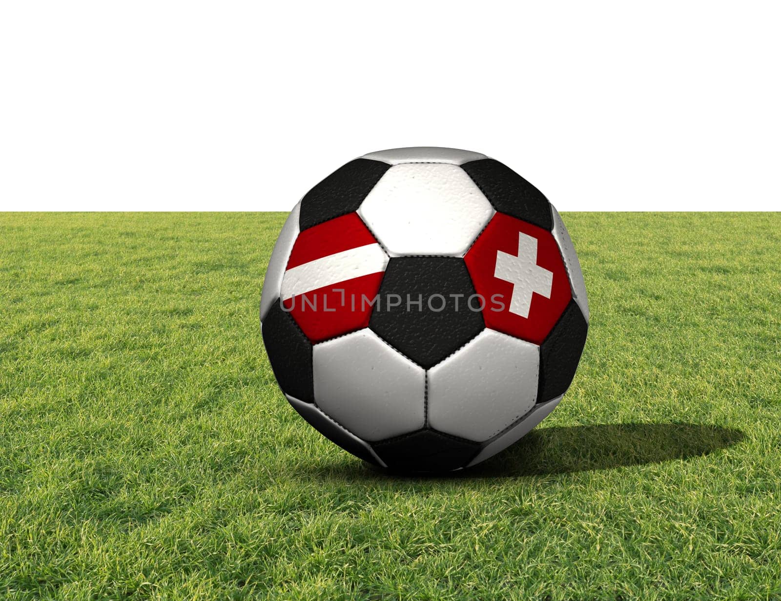 Football with national flags of Switzerland,Austria