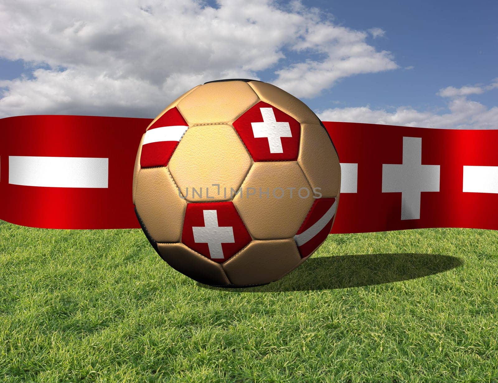 European Championship football on grass with national flags