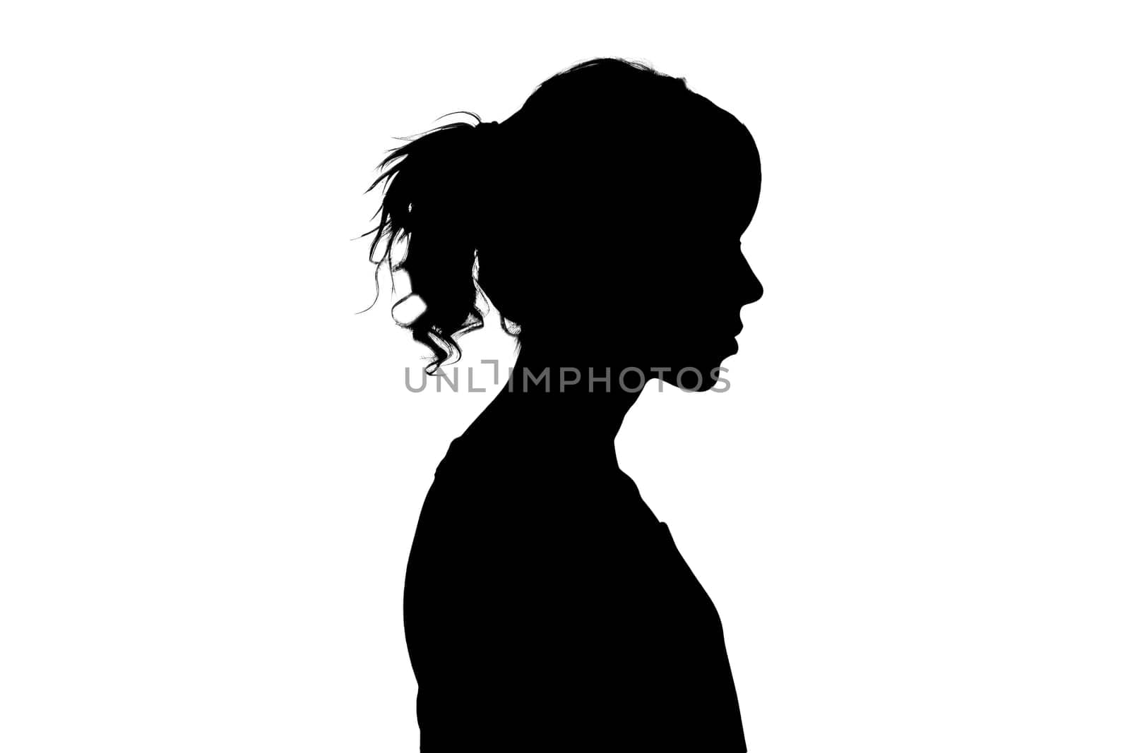 Black silhouette of an unknown person on a white background