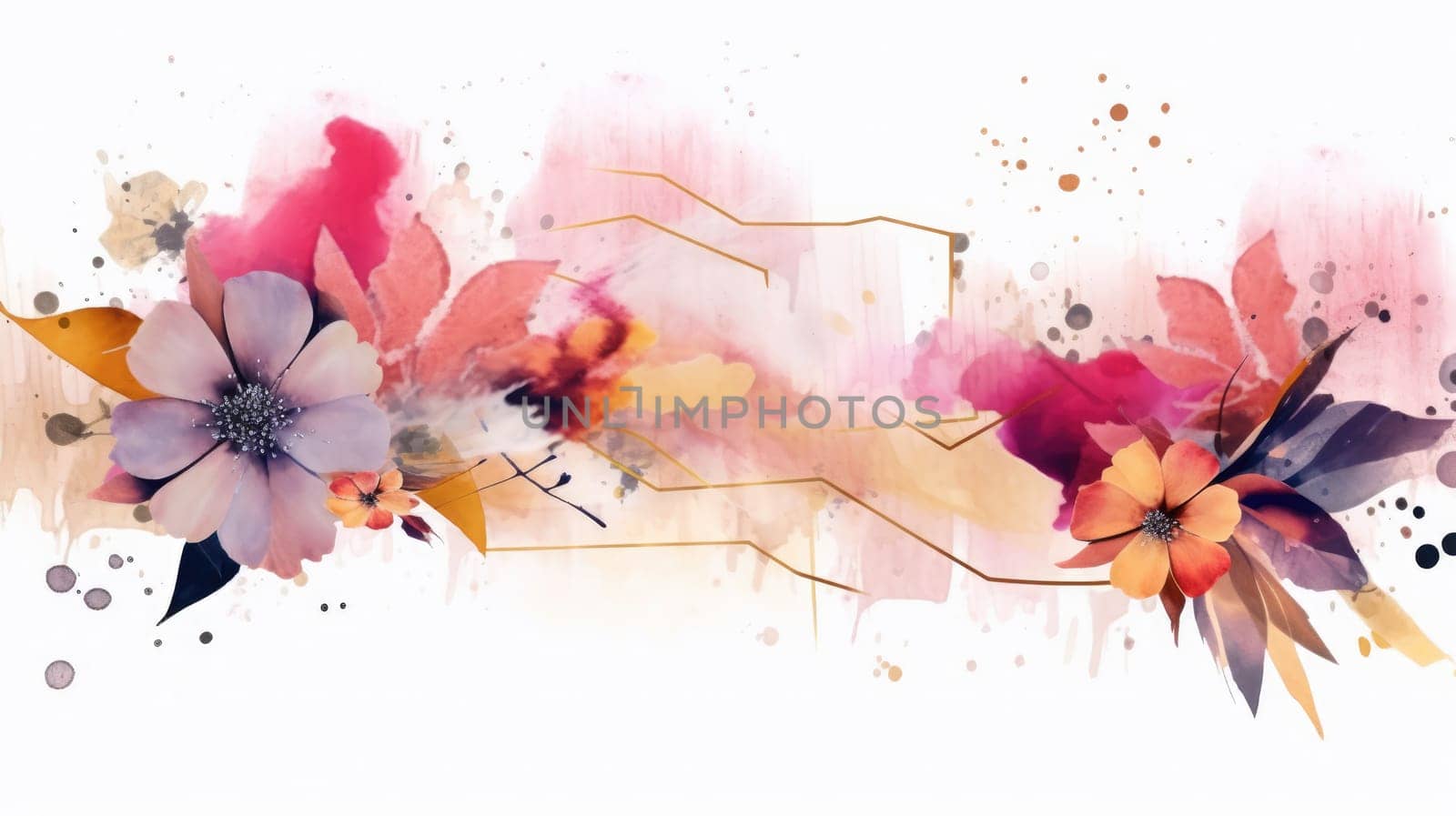 Watercolor abstract design for background of wedding or buzzy social media banner on white background generative AI