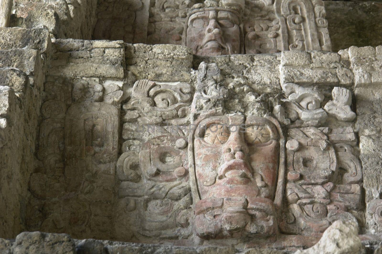 Mayan masks in Kohunlich,Mexico