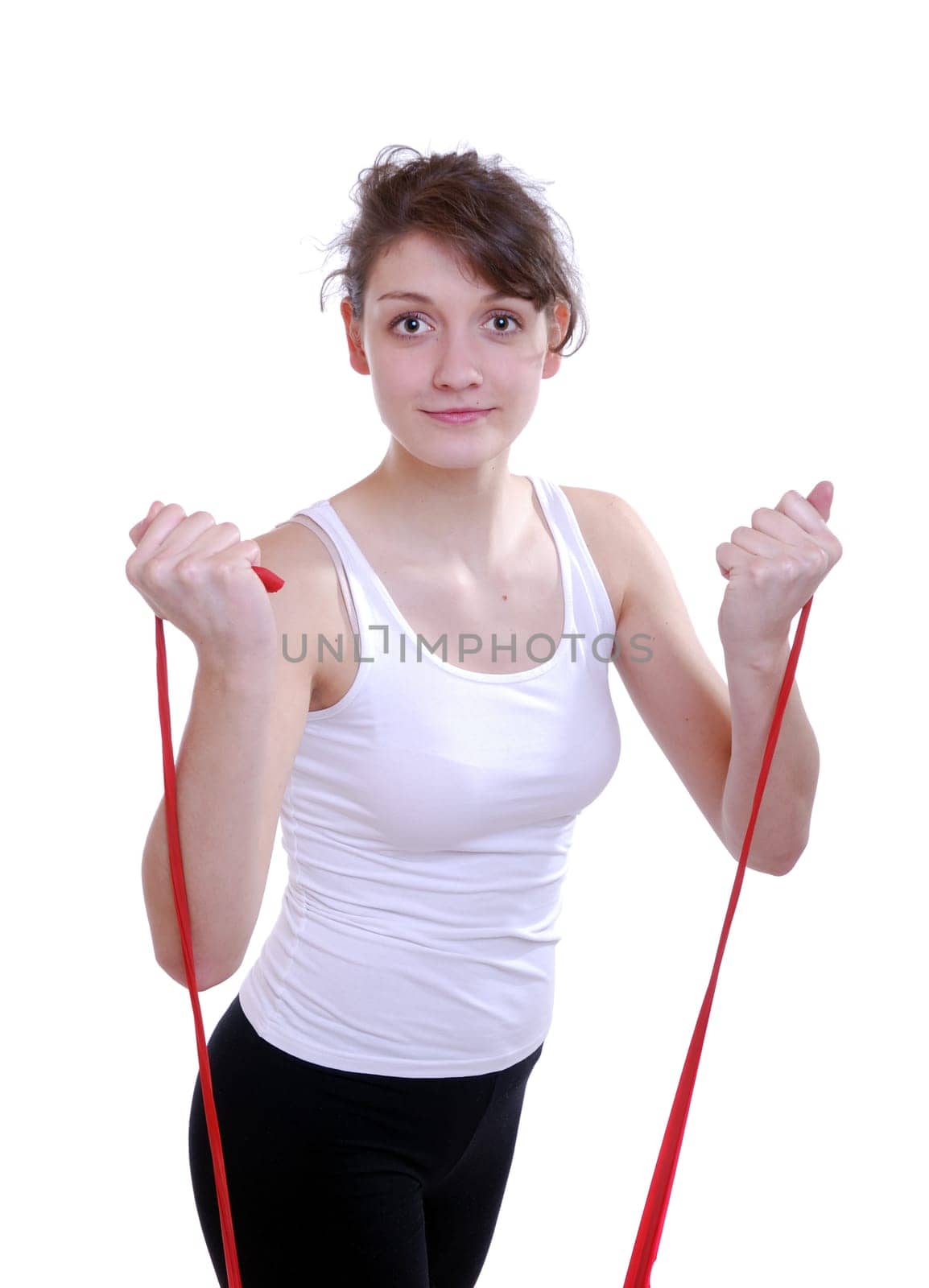 Young woman with gym ribbon