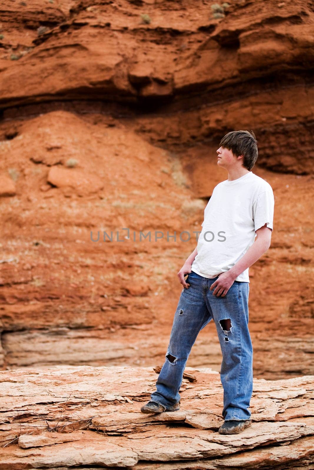 teenager male in mountains
